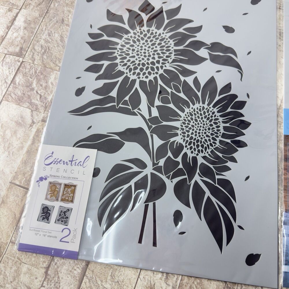 Pack 2 Stencils Art Flowers Welcome for Painting Reusable Plastic Sign Templates - Picture 6 of 16